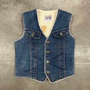 Vintage 70s Lee Storm Riders Denim Sherpa Vest Large